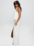Linen Blend Pants | Wide Leg Design with Folded-Over Waist for Effortless Style