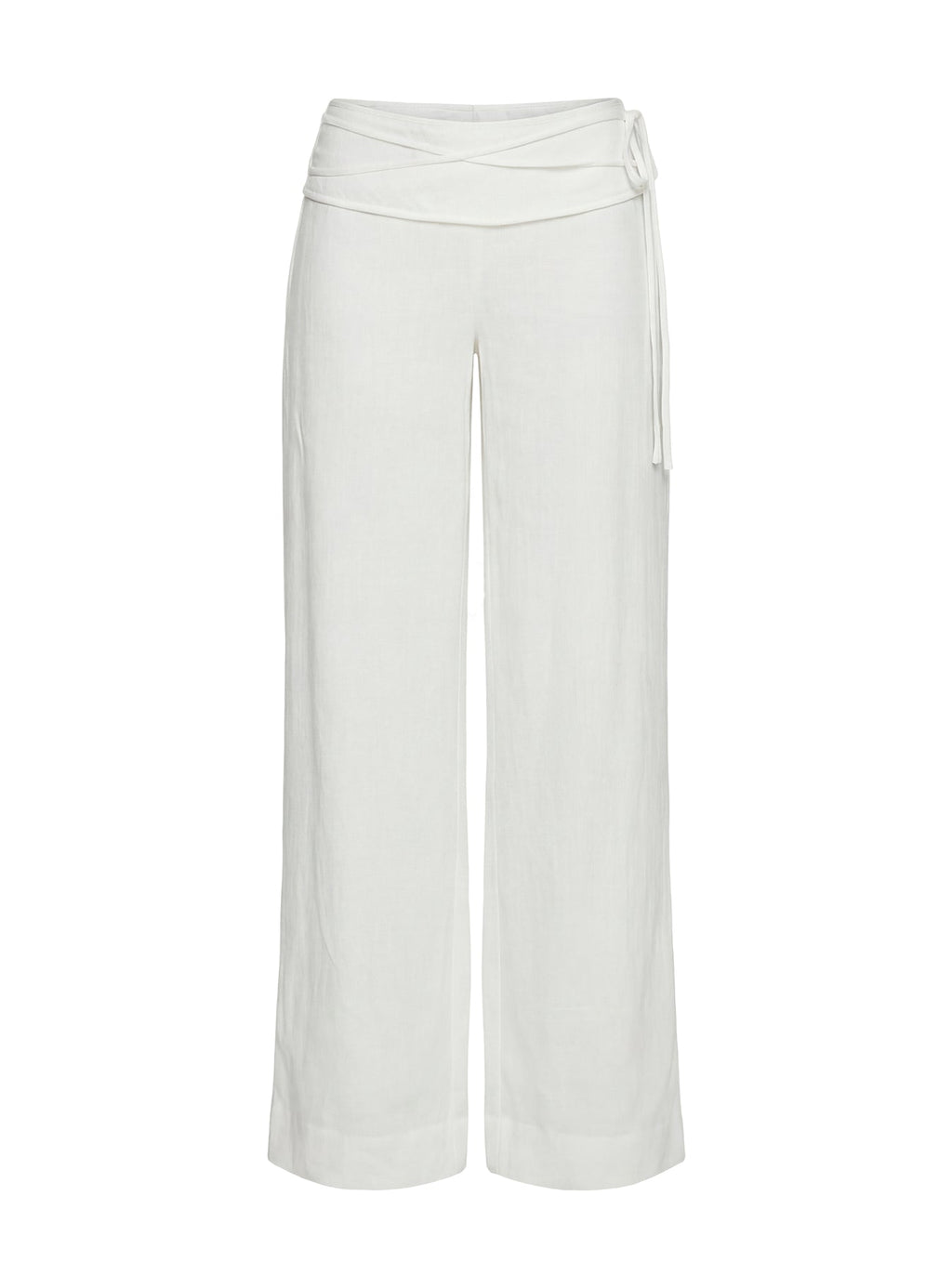 Linen Blend Pants | Wide Leg Design with Folded-Over Waist for Effortless Style