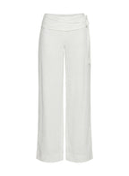 Linen Blend Pants | Wide Leg Design with Folded-Over Waist for Effortless Style