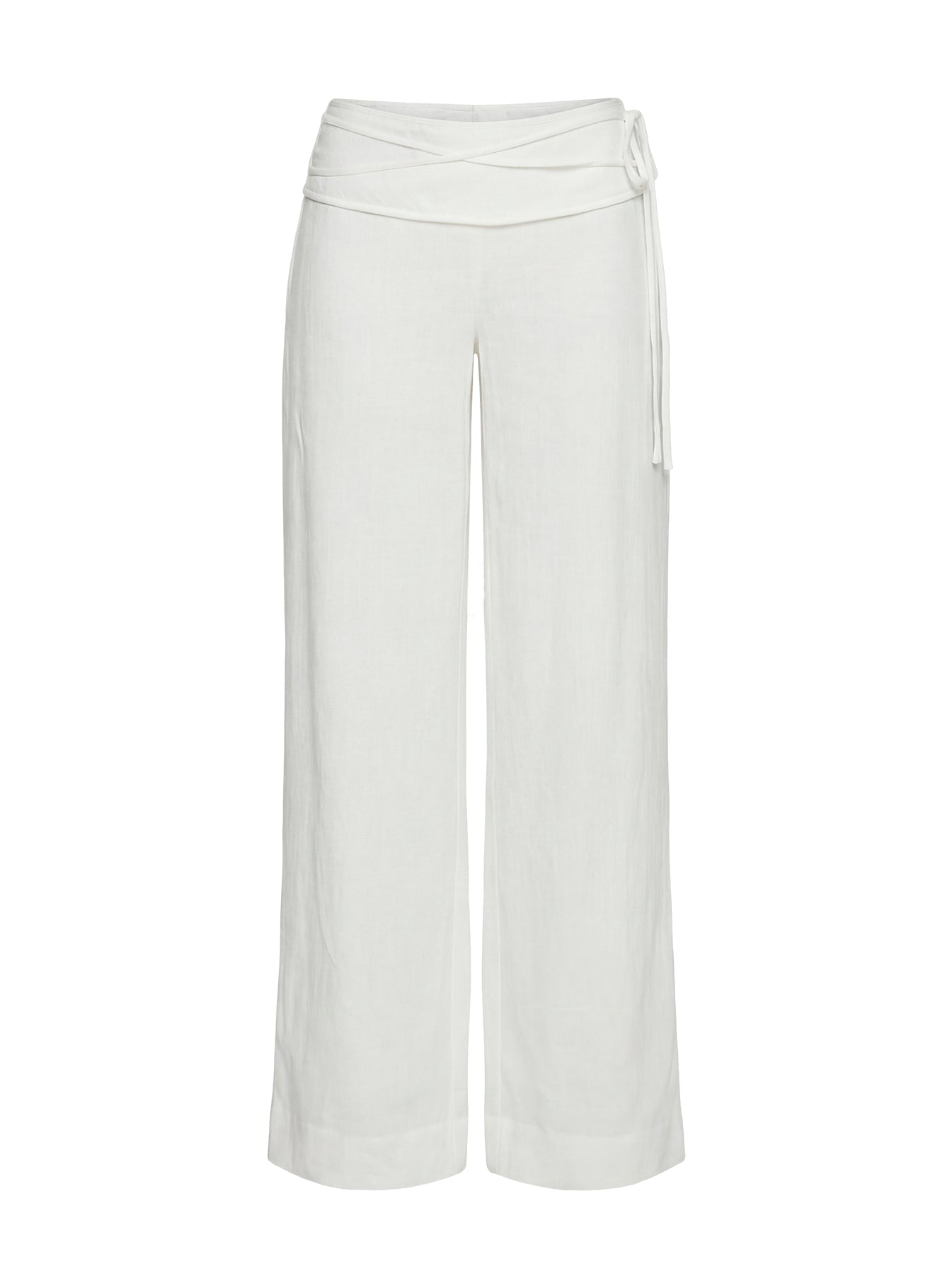 Linen Blend Pants | Wide Leg Design with Folded-Over Waist for Effortless Style