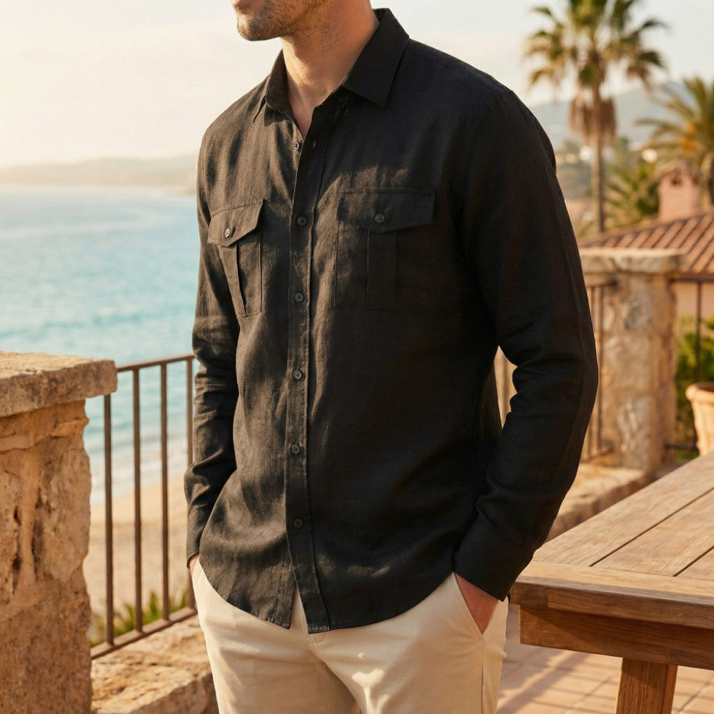Linen Blend White Button Up Shirt with Breathable Comfort | Versatile Casual Wear for Everyday Style