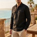 Linen Blend White Button Up Shirt with Breathable Comfort | Versatile Casual Wear for Everyday Style