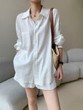 Linen Blend | Relaxed Fit Cotton Linen Shirt & Shorts Set | Lightweight Fabric for Comfort