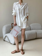 Linen Blend | Relaxed Fit Cotton Linen Shirt & Shorts Set | Lightweight Fabric for Comfort