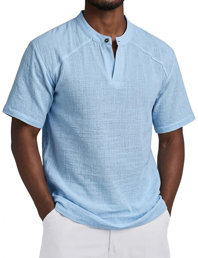 Linen Collection | Breathable Cotton-Linen Blend Popover Shirt for Summer Comfort