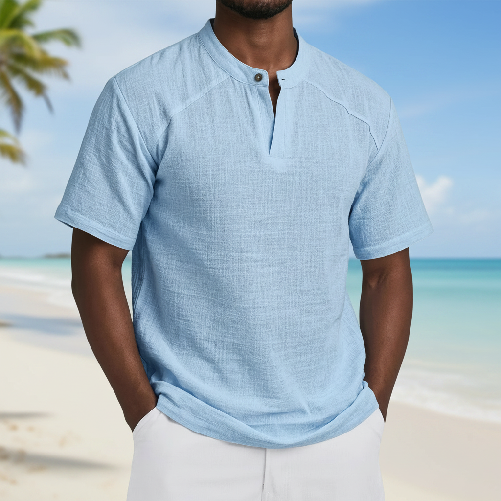Linen Collection | Breathable Cotton-Linen Blend Popover Shirt for Summer Comfort