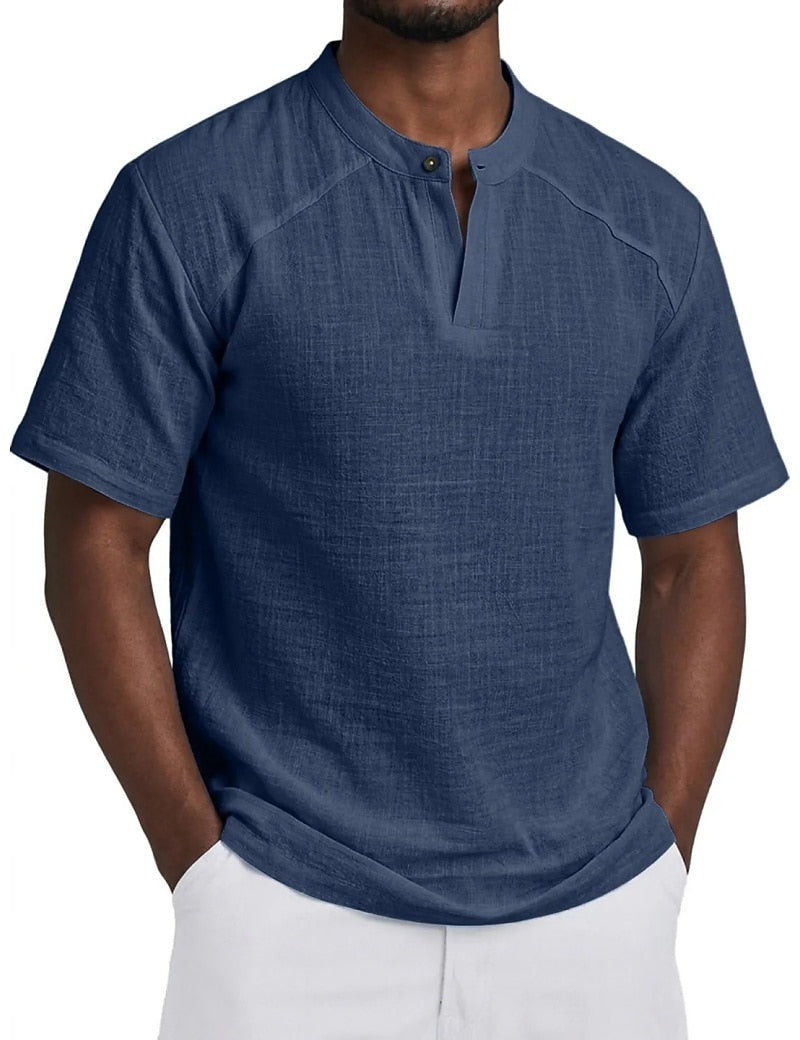 Linen Collection | Breathable Cotton-Linen Blend Popover Shirt for Summer Comfort