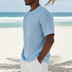 Linen Collection | Breathable Cotton-Linen Blend Popover Shirt for Summer Comfort