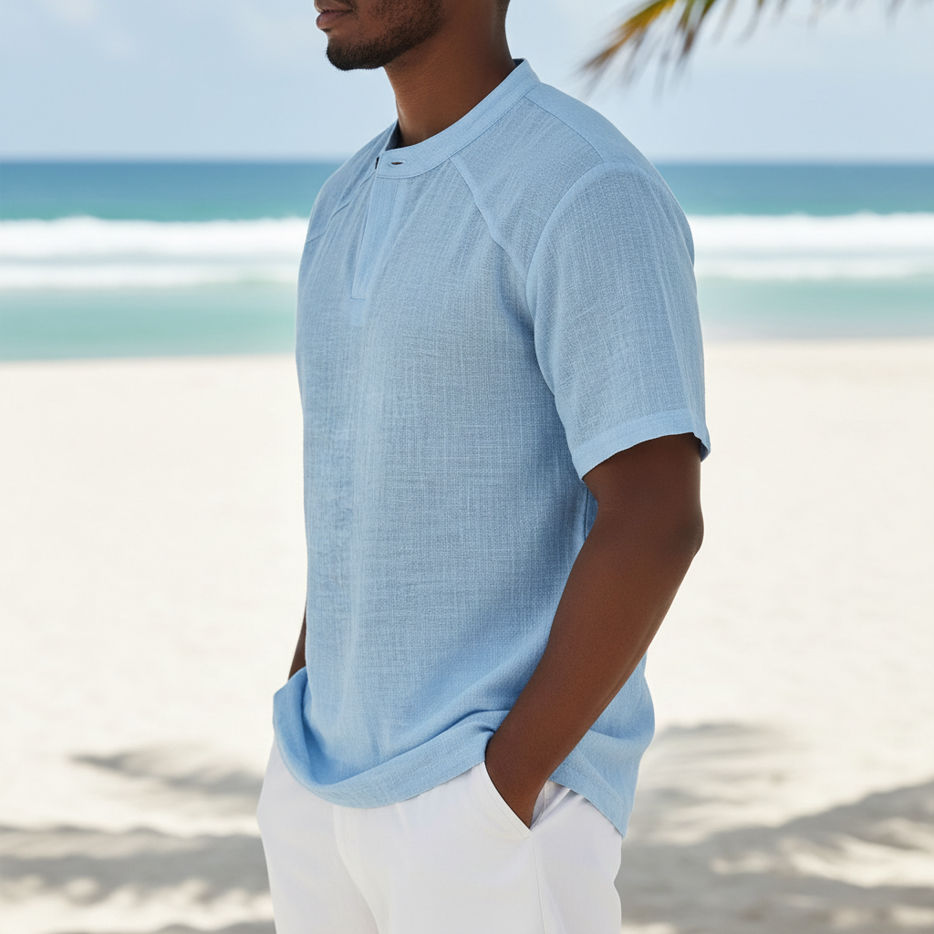 Linen Collection | Breathable Cotton-Linen Blend Popover Shirt for Summer Comfort