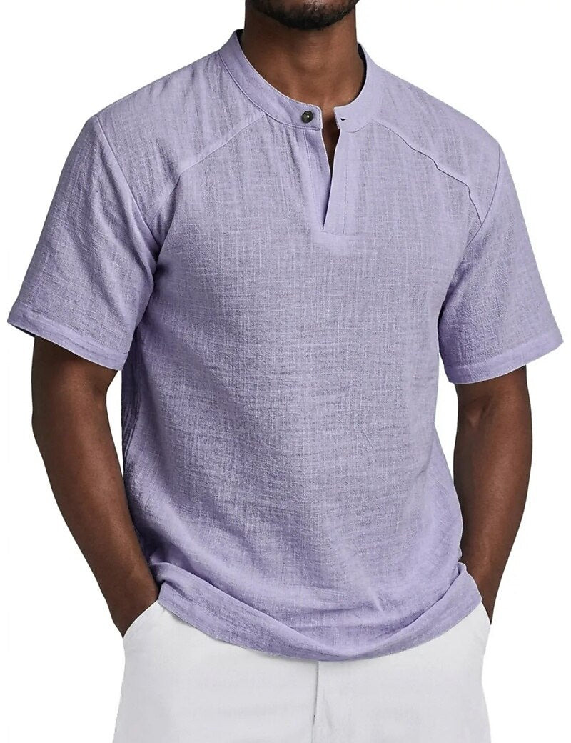 Linen Collection | Breathable Cotton-Linen Blend Popover Shirt for Summer Comfort