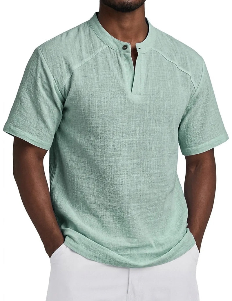 Linen Collection | Breathable Cotton-Linen Blend Popover Shirt for Summer Comfort