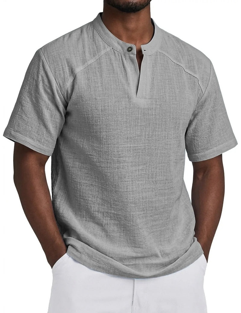 Linen Collection | Breathable Cotton-Linen Blend Popover Shirt for Summer Comfort