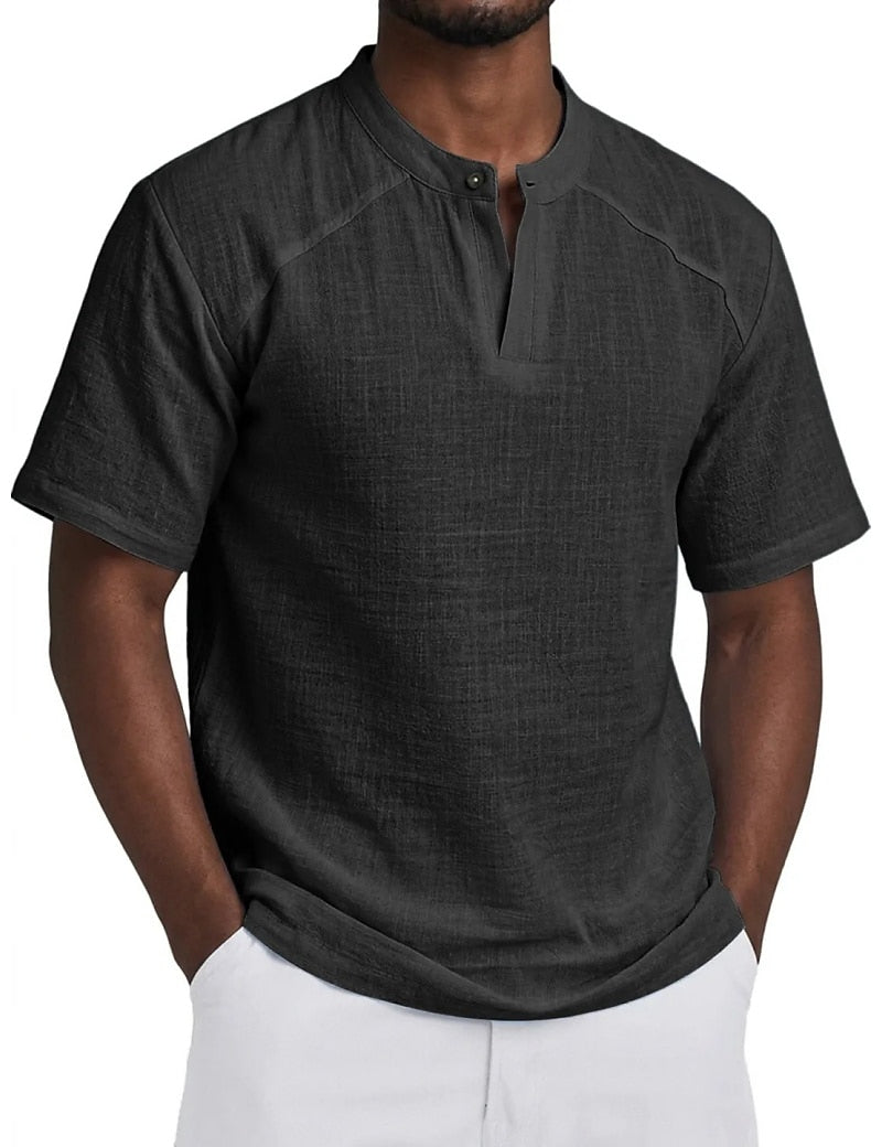 Linen Collection | Breathable Cotton-Linen Blend Popover Shirt for Summer Comfort
