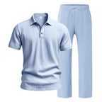Linen Cotton Two-Piece Set | Men's Clothing with Breathable Fabric | Stylish Casual Outfit for Comfort