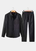 Women's Linen Longsleeve Summer Set - All Black 0
