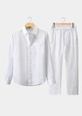 Women's Linen Longsleeve Summer Set - All White 0