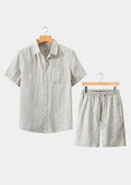 Women's Linen Shortsleeve Summer Set - Beige 0