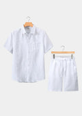 Women's Linen Shortsleeve Summer Set - White 0