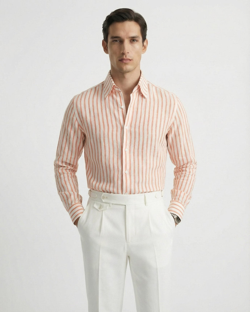 Linen Striped Leisure Shirt | Breathable Fabric & Button-Down Collar for Stylish Comfort