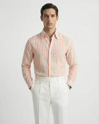 Linen Striped Leisure Shirt | Breathable Fabric & Button-Down Collar for Stylish Comfort