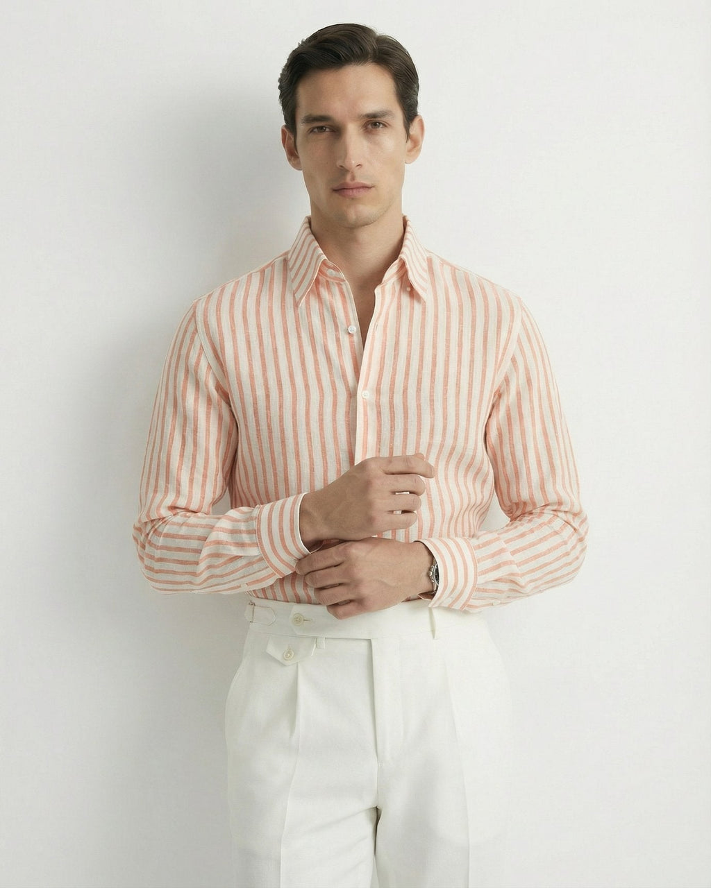 Linen Striped Leisure Shirt | Breathable Fabric & Button-Down Collar for Stylish Comfort