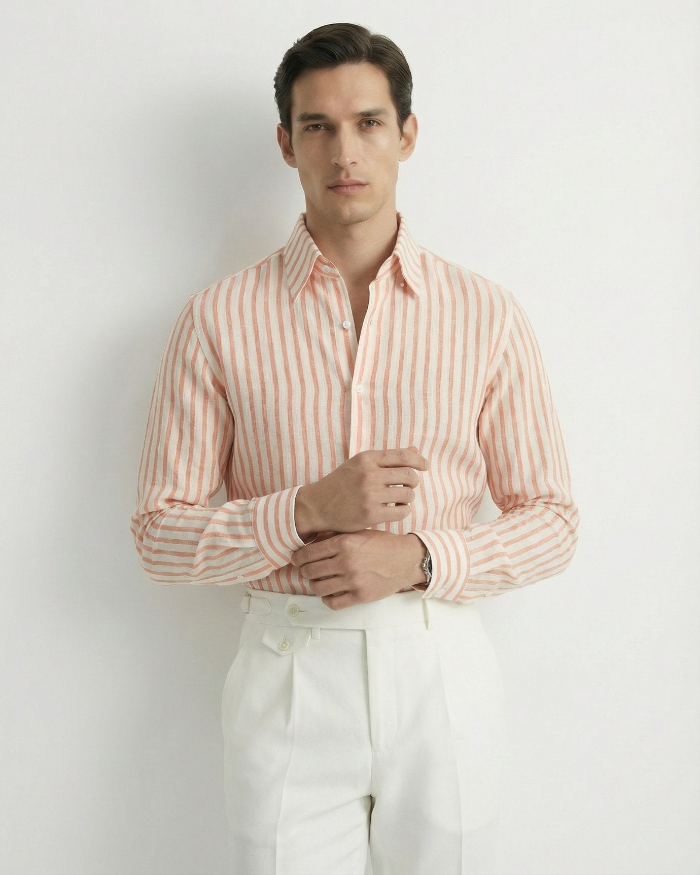 Linen Striped Leisure Shirt | Breathable Fabric & Button-Down Collar for Stylish Comfort