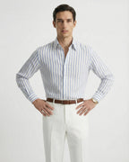 Linen Striped Leisure Shirt | Breathable Fabric & Button-Down Collar for Stylish Comfort