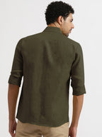 Linen Trail | Men's Dress Shirt in Moss Green with Pure Linen Fabric | Soft, Breathable Design for Everyday Comfort
