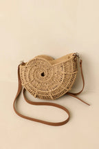 Women's Living on the Curve Golden Natural Woven Nautilus Crossbody | This Bag Measures 9" in Length 4