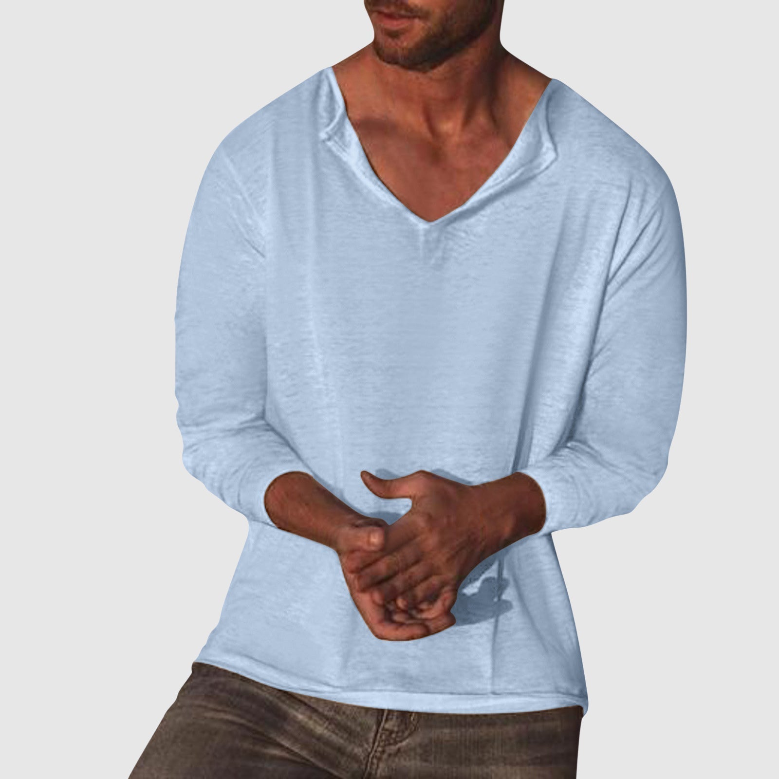 Women's Lorenzo Vitali Essential V-Neck Shirt | Material: Premium cotton-linen blend 0