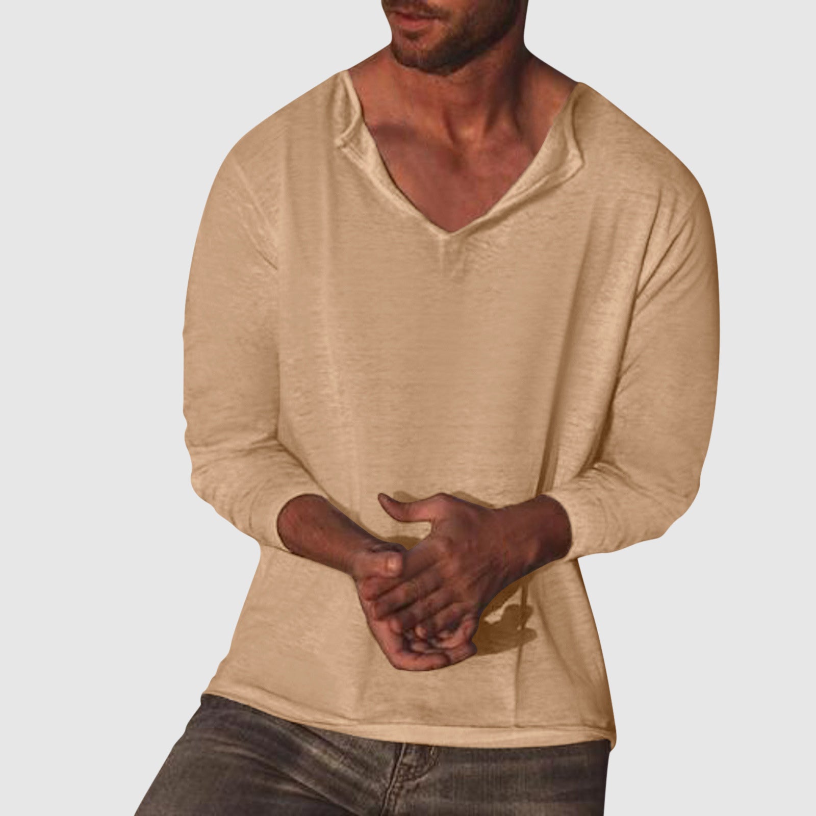 Women's Lorenzo Vitali Essential V-Neck Shirt | Material: Premium cotton-linen blend 2