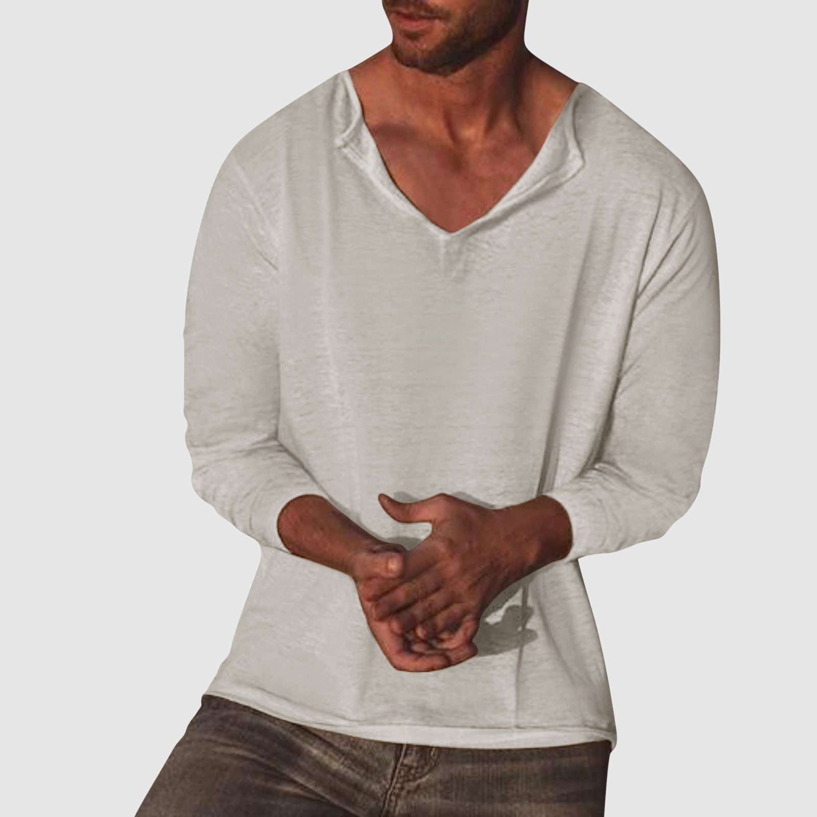 Women's Lorenzo Vitali Essential V-Neck Shirt | Material: Premium cotton-linen blend 3