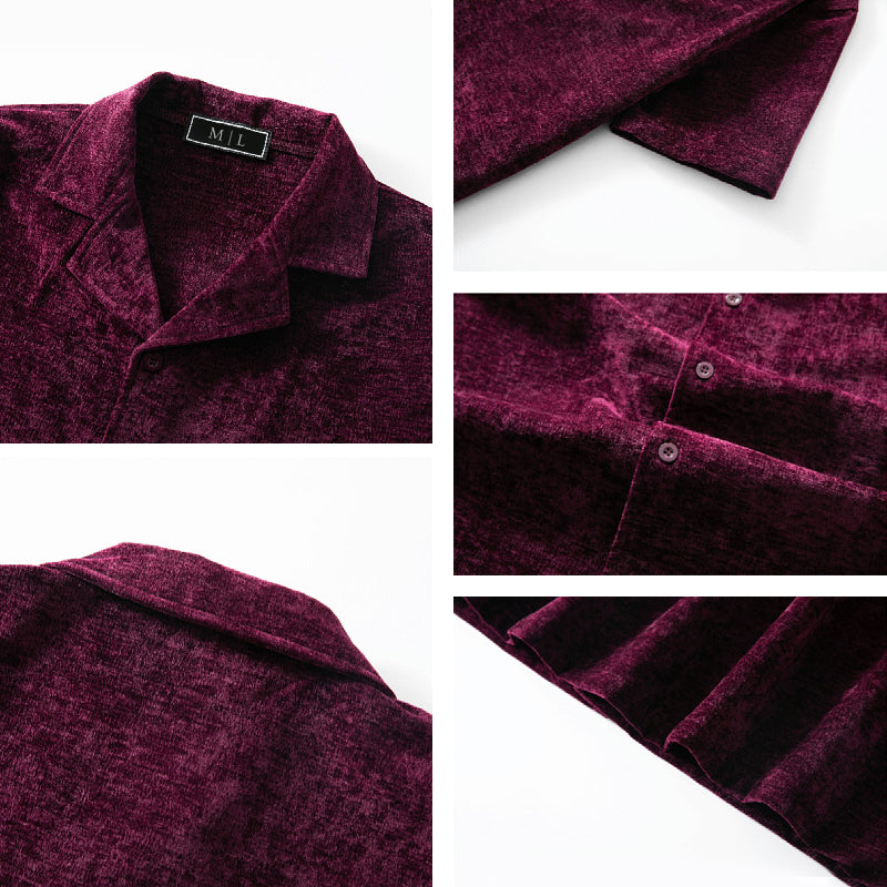 Women's Lorenzo Vitali Velvet Retro Shirt | Material: Soft velvet-touch chenille fabric (poly  5