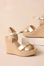 Women's Lovely Steps Gold Platform Wedges | Heel Measures 4.25" thick 1