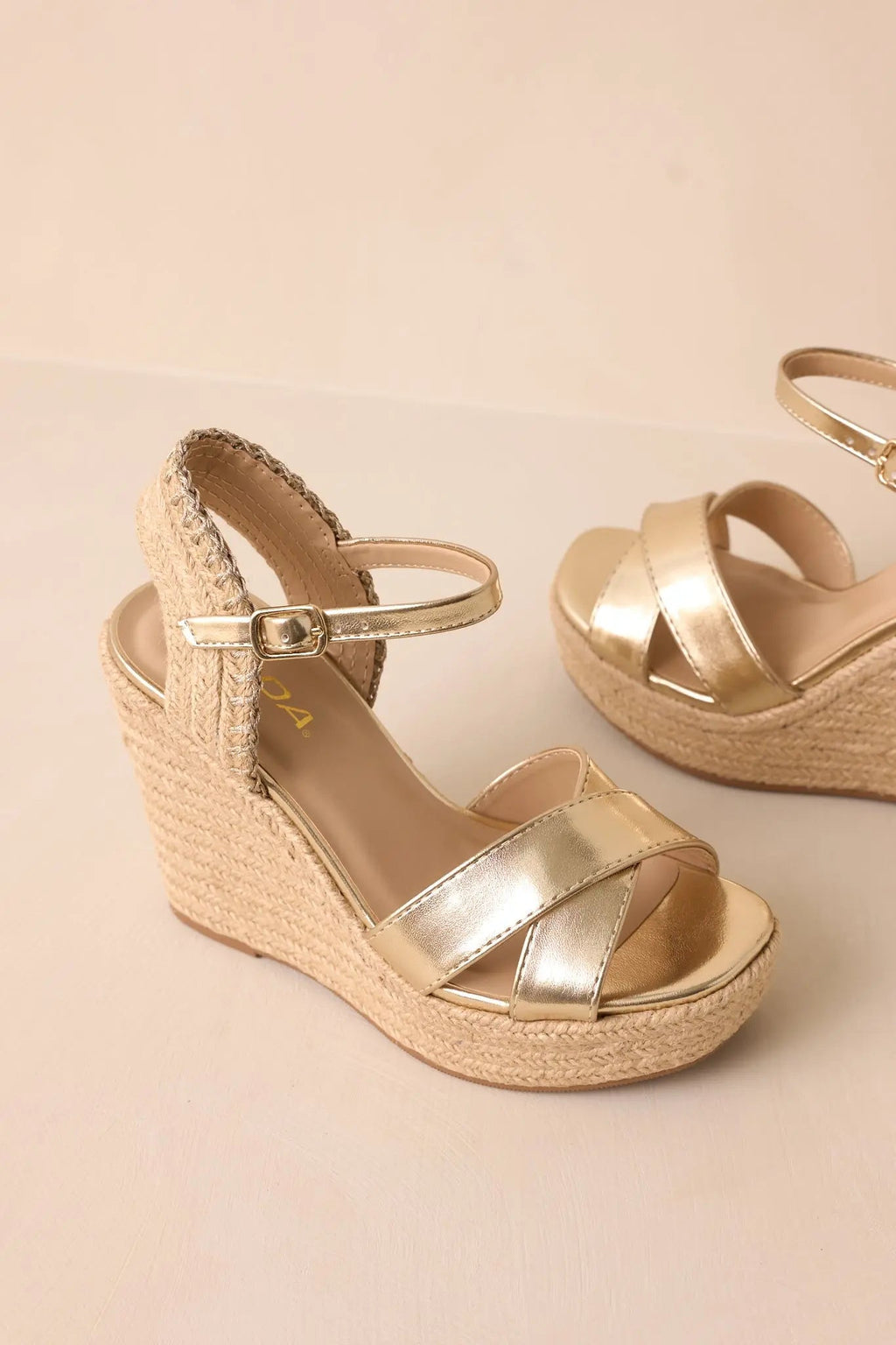 Women's Lovely Steps Gold Platform Wedges | Heel Measures 4.25" thick 2