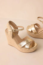 Women's Lovely Steps Gold Platform Wedges | Heel Measures 4.25" thick 2
