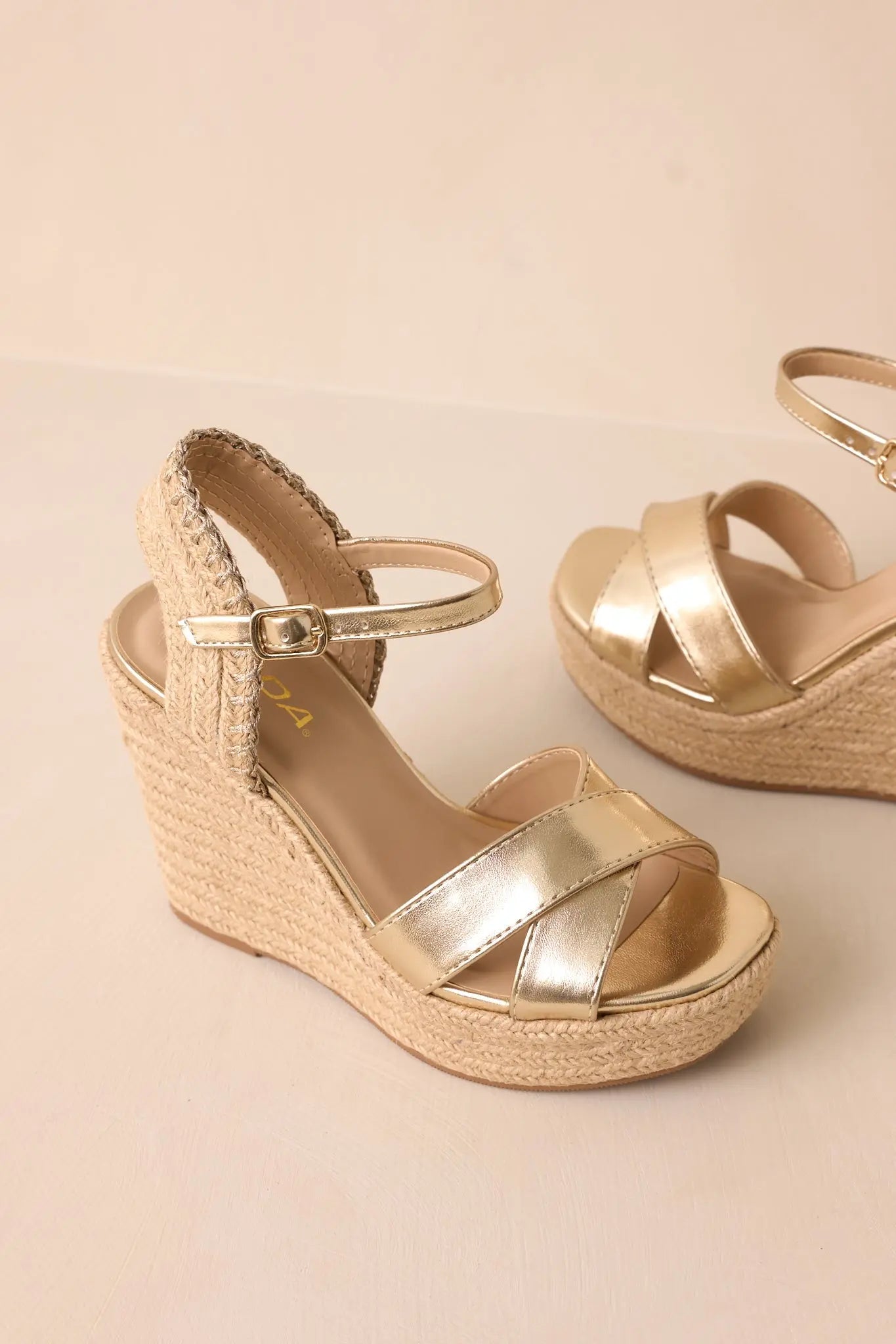 Women's Lovely Steps Gold Platform Wedges | Heel Measures 4.25" thick 2
