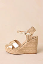 Women's Lovely Steps Gold Platform Wedges | Heel Measures 4.25" thick 3