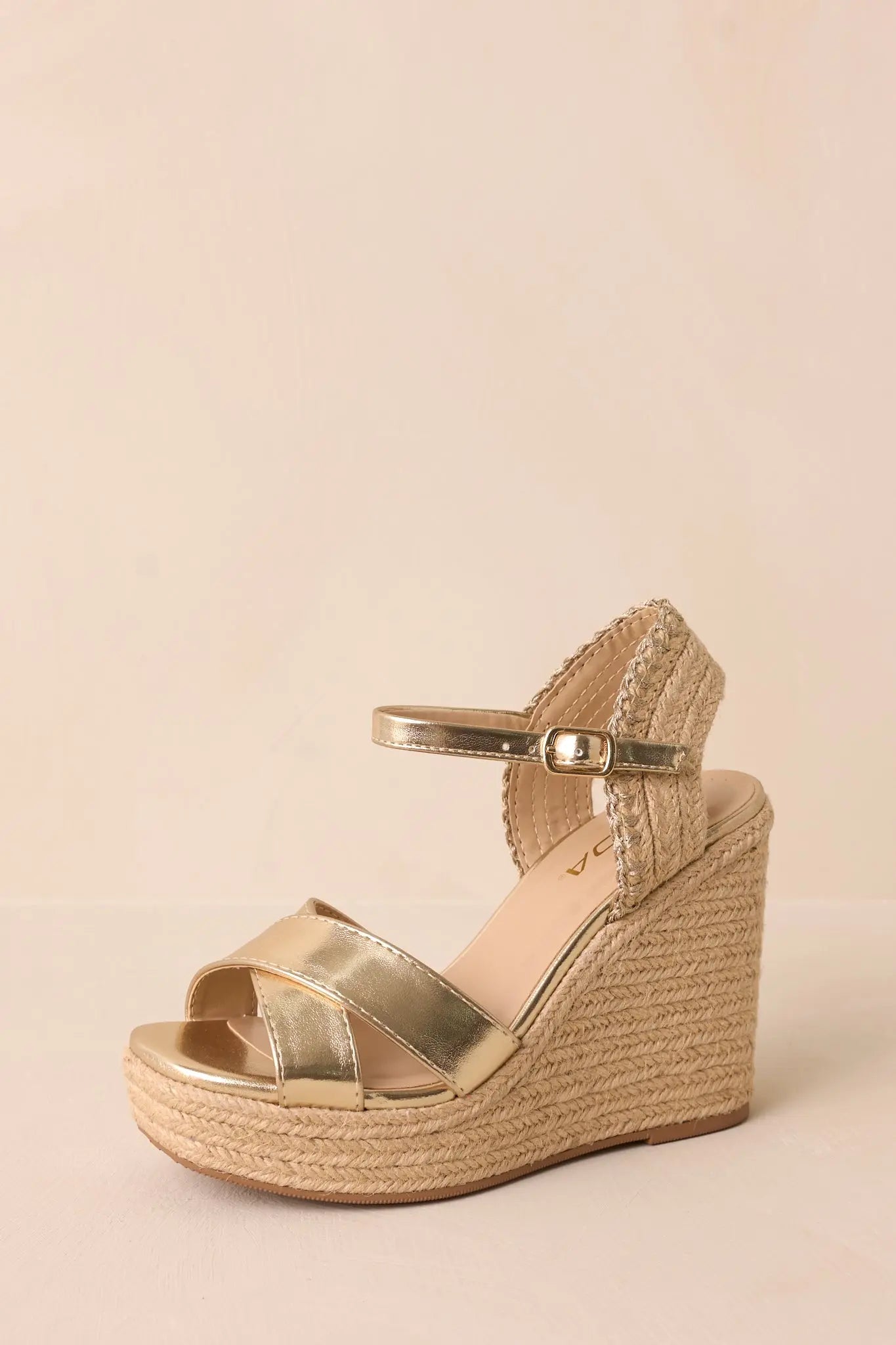 Women's Lovely Steps Gold Platform Wedges | Heel Measures 4.25" thick 4
