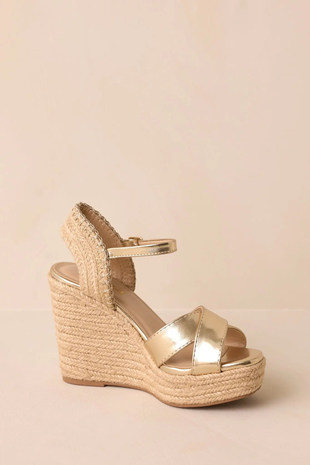 Women's Lovely Steps Gold Platform Wedges | Heel Measures 4.25" thick 6