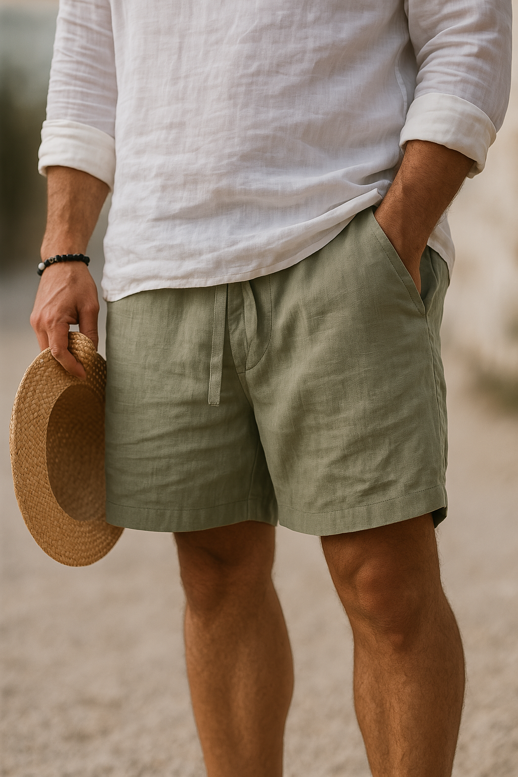 Luca Collection | Men's Shorts with Breathable Cotton-Linen Blend | Lightweight Summer Design for Ultimate Comfort