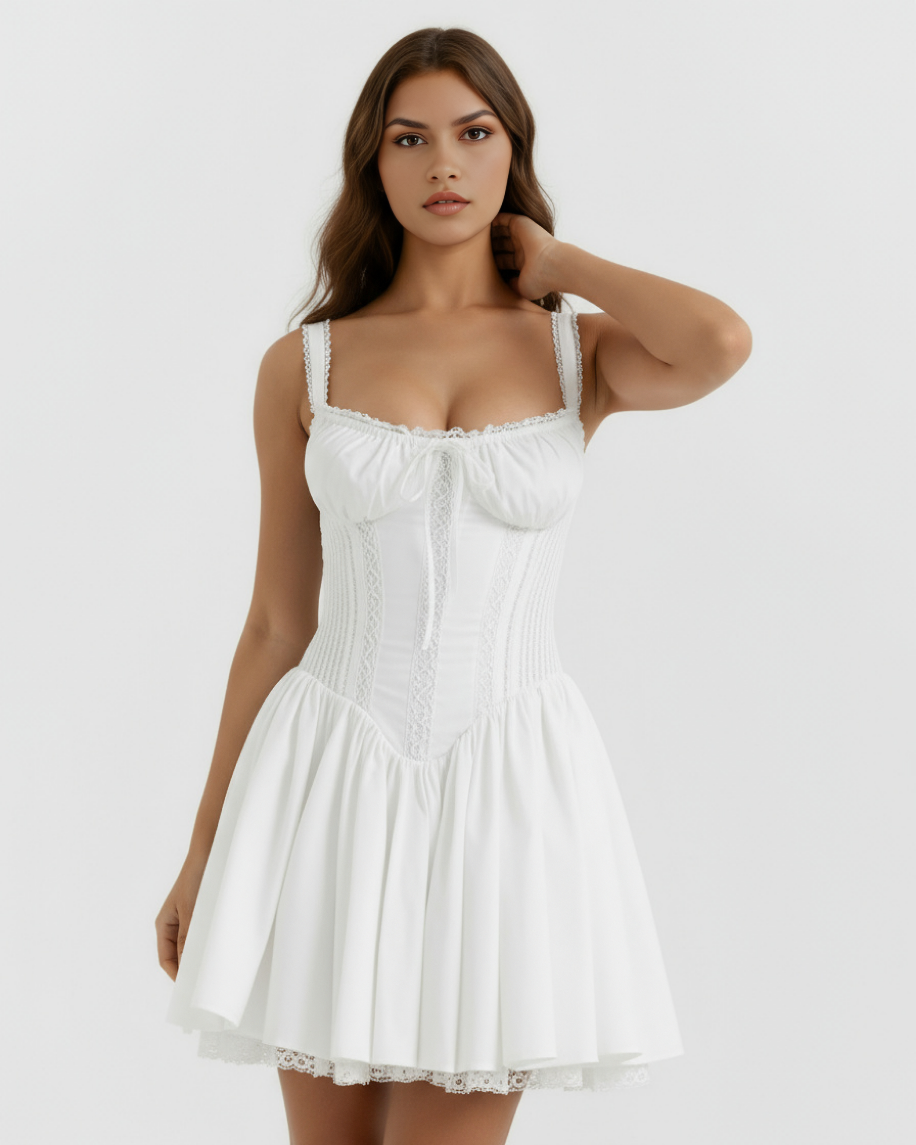 Luna – Women's Mini Dress with Sweetheart Neckline – Romantic Style