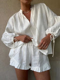 Luna's Serene | Women's Lounge Set with Adjustable Sleeves | Stylish Comfort for Casual Outings
