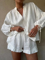 Luna's Serene | Women's Lounge Set with Adjustable Sleeves | Stylish Comfort for Casual Outings