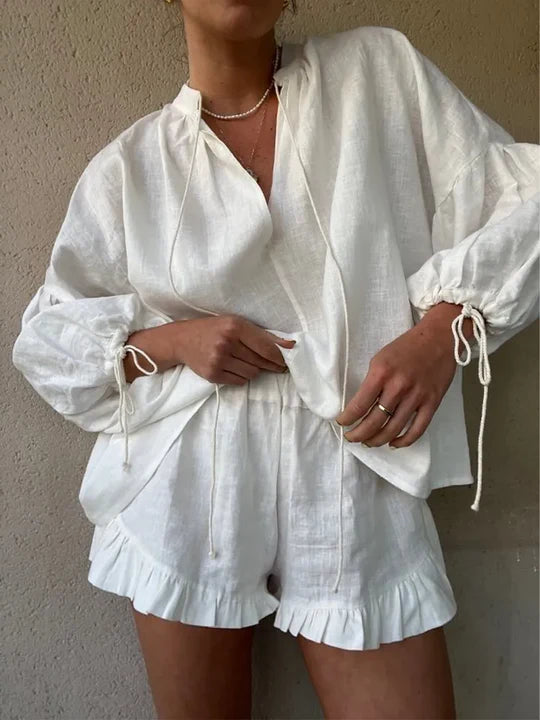 Luna's Serene | Women's Lounge Set with Adjustable Sleeves | Stylish Comfort for Casual Outings