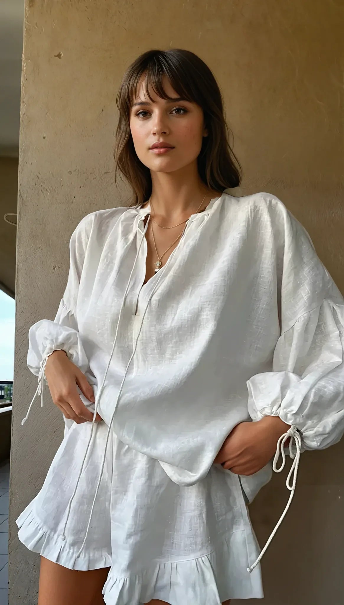 Luna's Serene | Women's Lounge Set with Adjustable Sleeves | Stylish Comfort for Casual Outings
