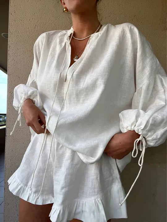 Luna's Serene | Women's Lounge Set with Adjustable Sleeves | Stylish Comfort for Casual Outings