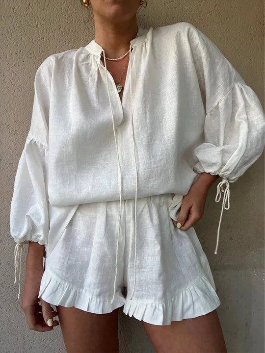 Luna's Serene | Women's Lounge Set with Adjustable Sleeves | Stylish Comfort for Casual Outings