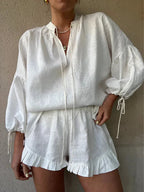 Luna's Serene | Women's Lounge Set with Adjustable Sleeves | Stylish Comfort for Casual Outings