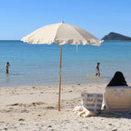 Luxe Beach Parasol | Stylish Butternut Stripe with UPF50 Protection | All-Day Beach Shade for Ultimate Sun Safety